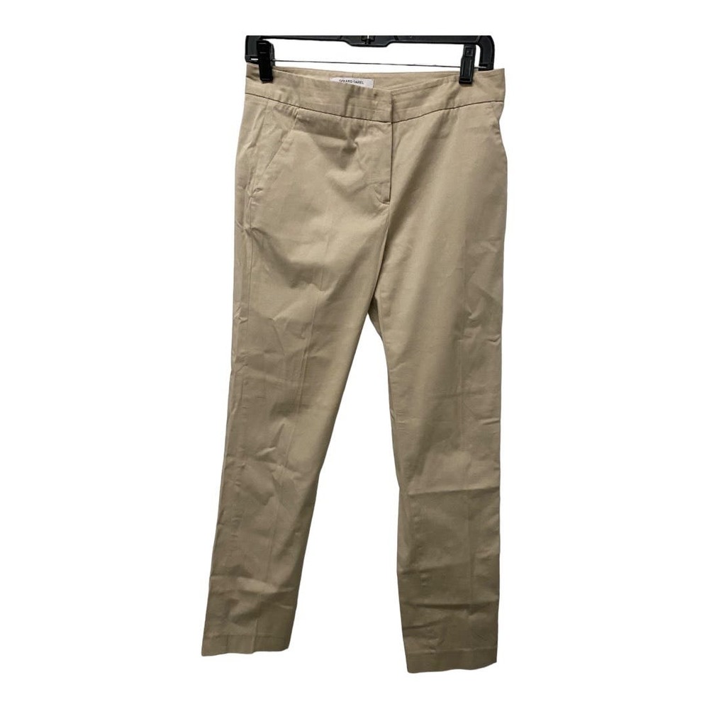 Gerard Darel Chino Pants 4 Khaki Straight Leg Cotton High Waist Chic Office Work - Picture 1 of 4